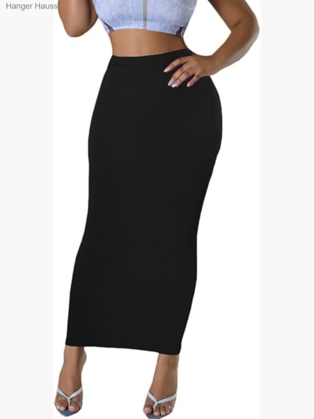 High Waisted Bodycon Maxi Pencil Skirt - Stretchy Tummy Control